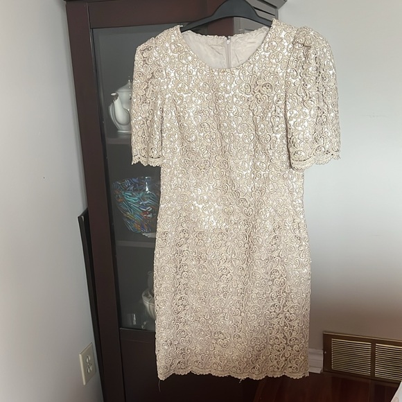 Elegant Lace handmade vintage dress with lace overlay - Picture 13 of 13